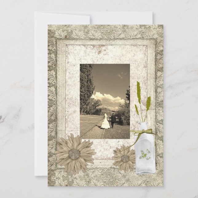 Invitación margarita rústica boda campestre western (Anverso)