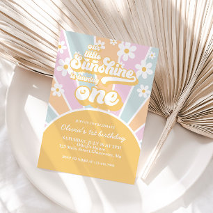 Invitación Margarita sunshine boho floral pastel primer cumpl