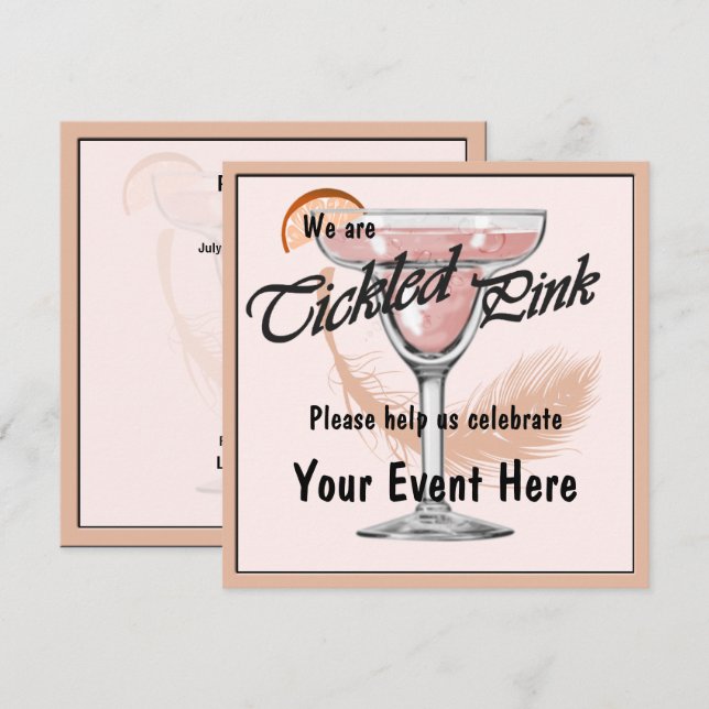 Invitación Margarita Viñeta con Fiesta Rosa (Anverso / Reverso)