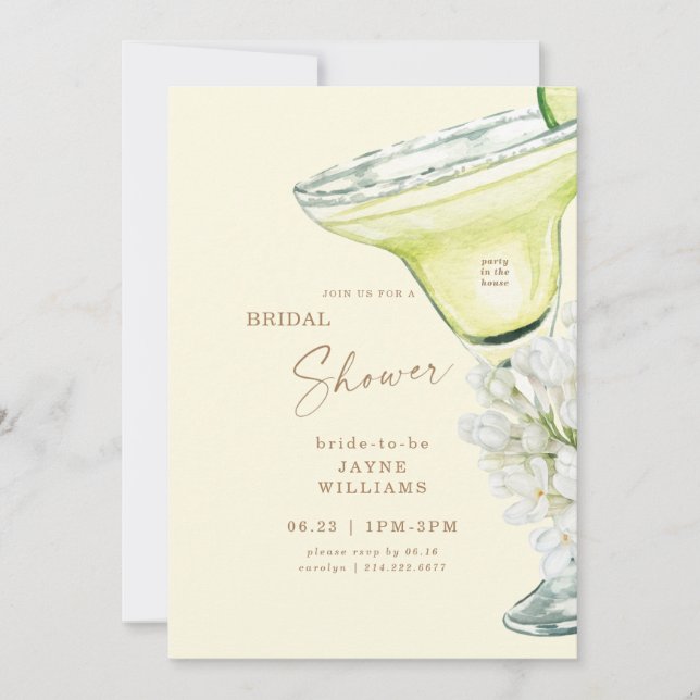Invitación Margarita White Hydrangeas ducha de novia amarilla (Anverso)