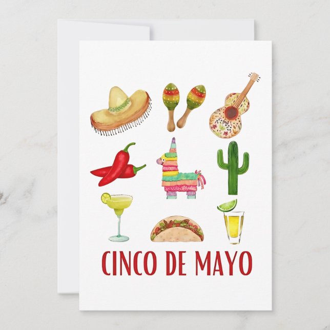 Invitación Margarita y Coqueta Bow Cinco De Mayo  (Anverso)