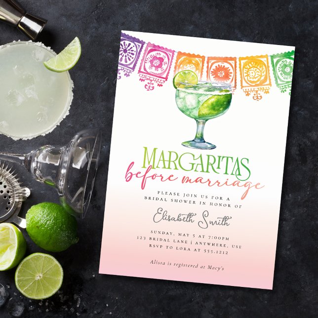 Invitación Margaritas antes del matrimonio Fiesta Bridal Show (Subido por el creador)