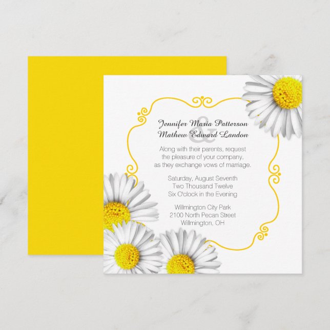 Invitación Margaritas blancas del verano que casan la (Anverso / Reverso)