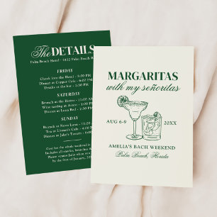 Invitación Margaritas Con Mi Señoritas Bachelorette Weekend