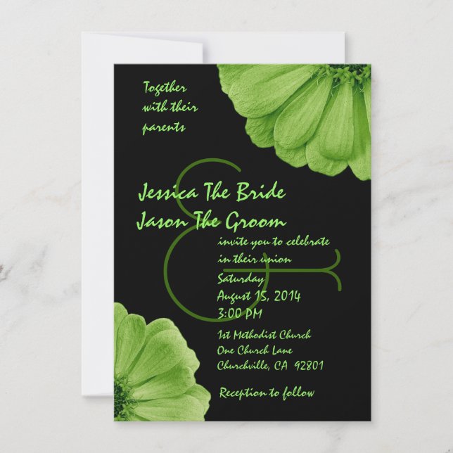 Invitación Margaritas de la verde lima y del negro que casan (Anverso)