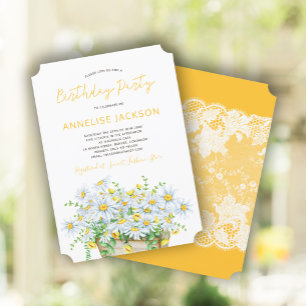 Invitación Margaritas de verano amarillas fiesta de cumpleaño