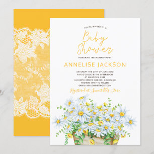 Invitación Margaritas de verano amarillas y baby shower de en