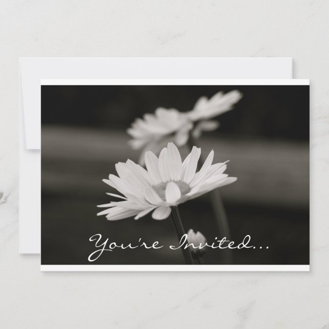 Invitación Margaritas en blanco y negro (Anverso)
