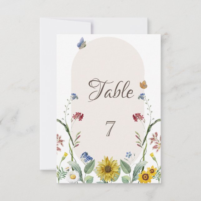 Invitación Margaritas girasoles mariposas (Anverso)