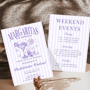 Invitación Margaritas modernas retro y barca rayada de madure