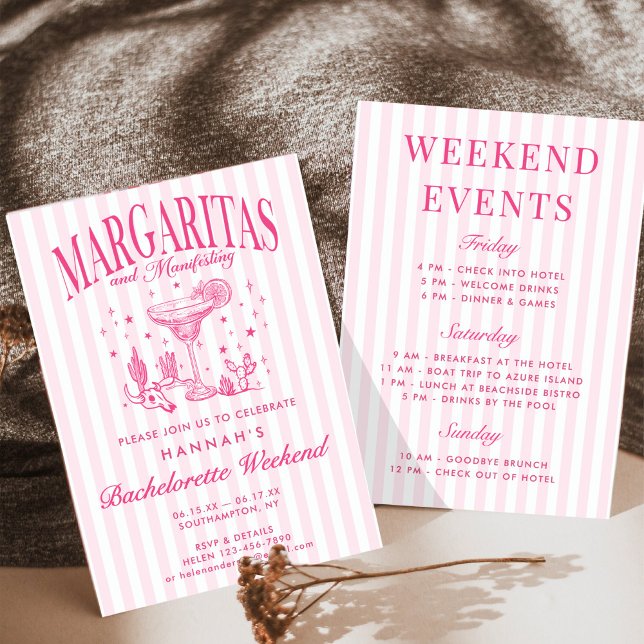 Invitación Margaritas modernas retro y barca rayada de madure (Subido por el creador)