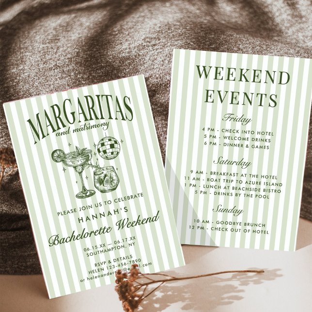 Invitación Margaritas modernas retro y barca rayada de madure (Subido por el creador)