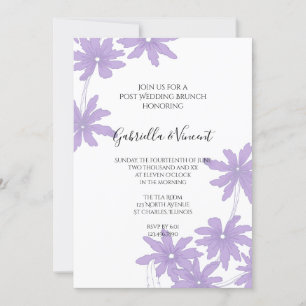 Invitación Margaritas Moradas en Desayuno Brunch Nupcial sobr