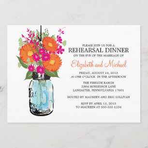 Invitación Margaritas rústicas de Gerber del tarro de albañil