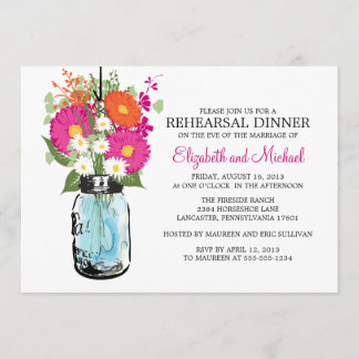 Invitación Margaritas rústicas de Gerber del tarro de albañil