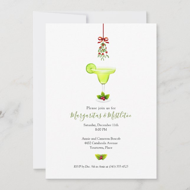 Invitación Margaritas y la fiesta navideña de los Navidades M (Anverso)