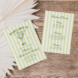 Invitación Margaritas y Matrimonia Bachelorette a rayas