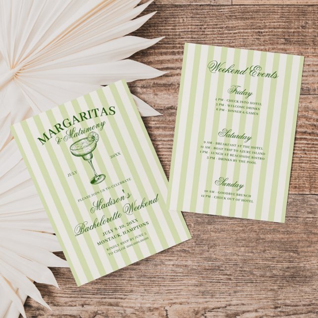 Invitación Margaritas y Matrimonia Bachelorette a rayas (Subido por el creador)