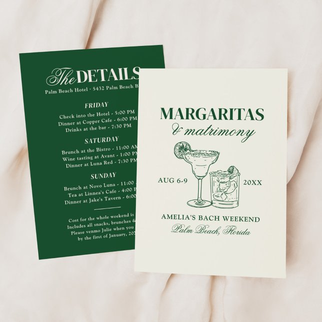 Invitación Margaritas y Matrimonia Bachelorette Weekend (Subido por el creador)