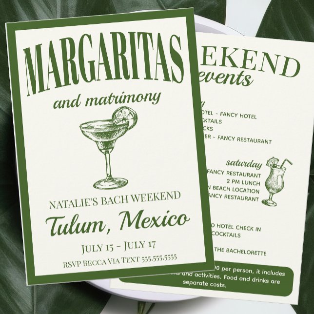 Invitación Margaritas Y Matrimonia Cóctel Social Itinerario (Subido por el creador)
