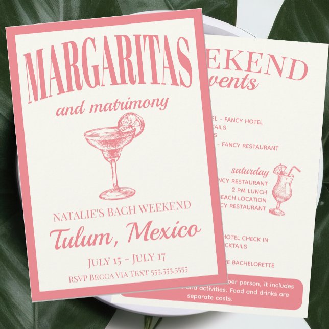 Invitación Margaritas Y Matrimonia Cóctel Social Itinerario (Subido por el creador)