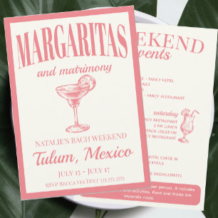 Invitación Margaritas Y Matrimonia Cóctel Social Itinerario
