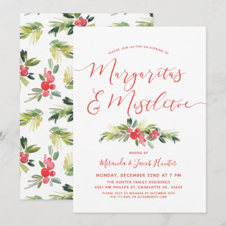 Invitación Margaritas y Mistletoe | Fiesta de navidades