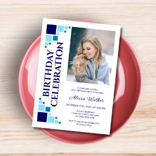 Invitación Margen azul de la marina en la esquina del marco d