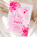 Invitación Margen ondulado rosado caliente floral rosa dulce<br><div class="desc">La planificación de Sweet 16 acaba de ser mucho más bonita con nuestra invitación de cumpleaños floral con marco ondulado rosado rojo rosado. ¡Prepárate para celebrar con estilo! Nuestra dulce invitación de dieciséis incluye un audaz ramo de acuarela floral rosa intenso pintado a mano con peonías y rosas, con un...</div>