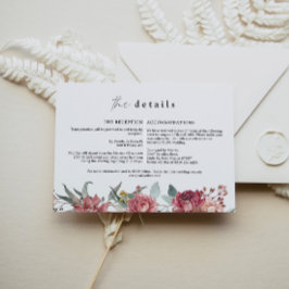 Invitación MARGOT Dusty Rose Blush Floral Wedding Detail Card