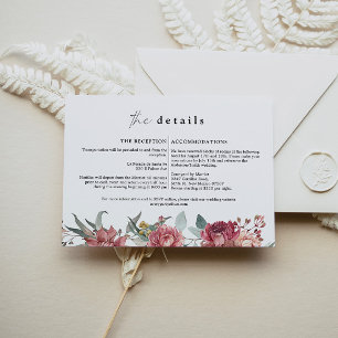 Invitación MARGOT Dusty Rose Blush Floral Wedding Detail Card