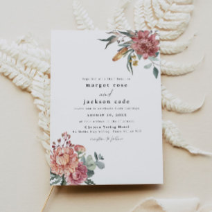 Invitación MARGOT Rustic Dusty Rosa Boda Floral Rubor