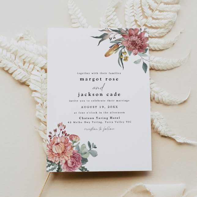 Invitación MARGOT Rustic Dusty Rosa Boda Floral Rubor (Subido por el creador)