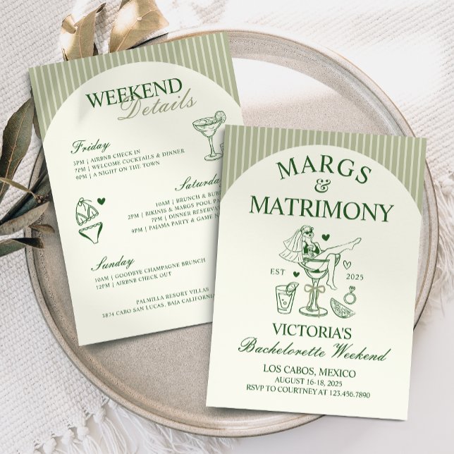 Invitación Margs and Matrimony Bachelorette Party Itinerary (Subido por el creador)