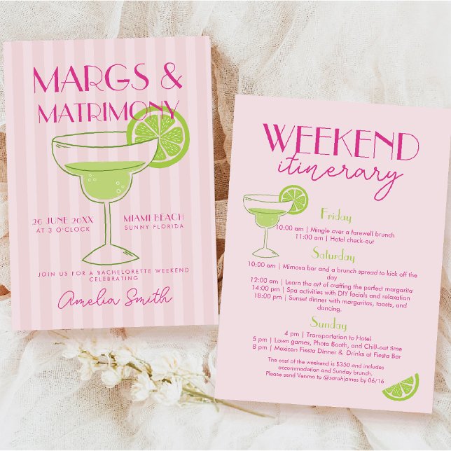 Invitación Margs and Matrimony Cocktail Bachelorette Weekend (Subido por el creador)