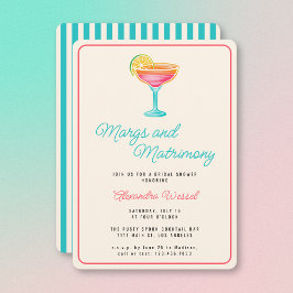 Invitación Margs and Matrimony Cocktails Retro Bridal Shower