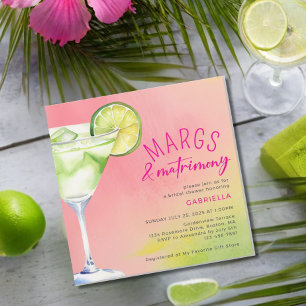 Invitación Margs and Matrimony Pink Green Bridal Shower