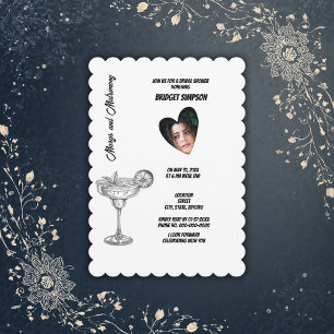 Invitación margs en blanco y negro y foto matrimonial