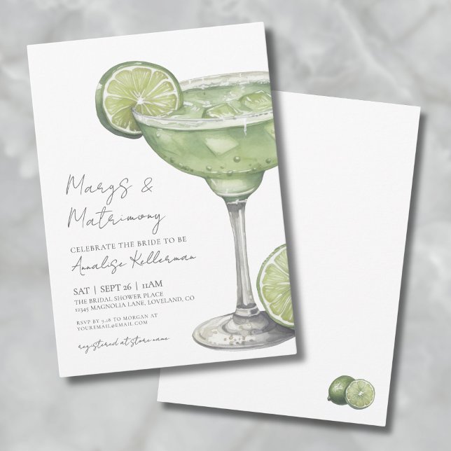 Invitación Margs & Matrimonia Margarita Bridal Shower (Margs & Matrimony Margarita Bridal Shower Invitation)