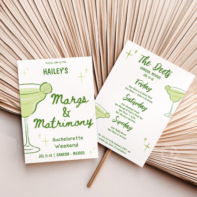 Invitación Margs & Matrimony Bachelorette Itinerary (Subido por el creador)