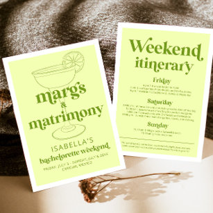 Invitación Margs & Matrimony Bachelorette Weekend Itinerario