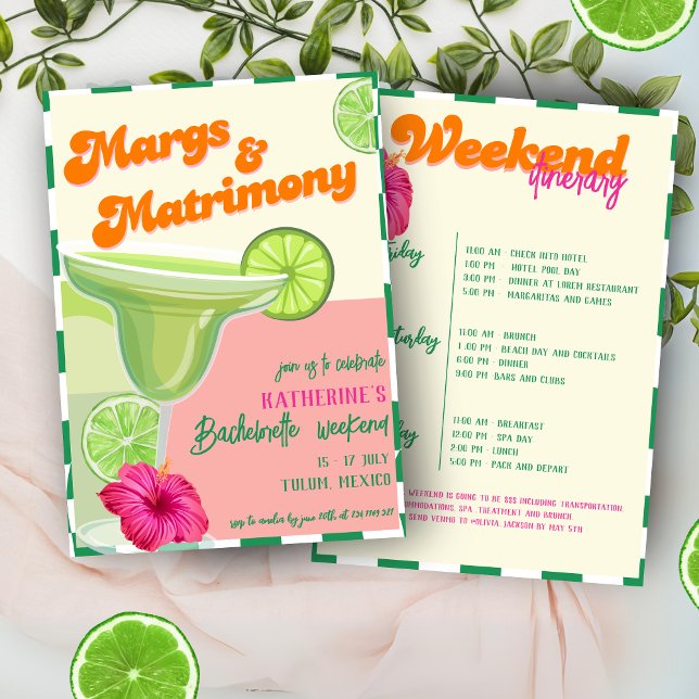 Invitación Margs & Matrimony Bachelorette Weekend Itinerario (Subido por el creador)