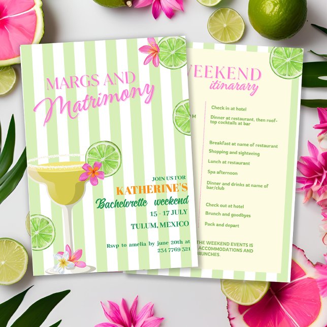 Invitación Margs & Matrimony Bachelorette Weekend Itinerario (Subido por el creador)