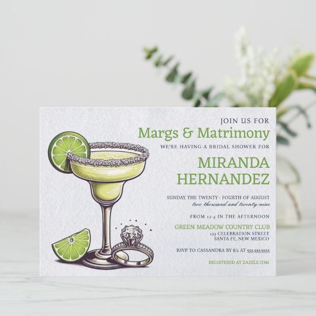 Invitación Margs & Matrimony Bridal Shower (Anverso de pie)
