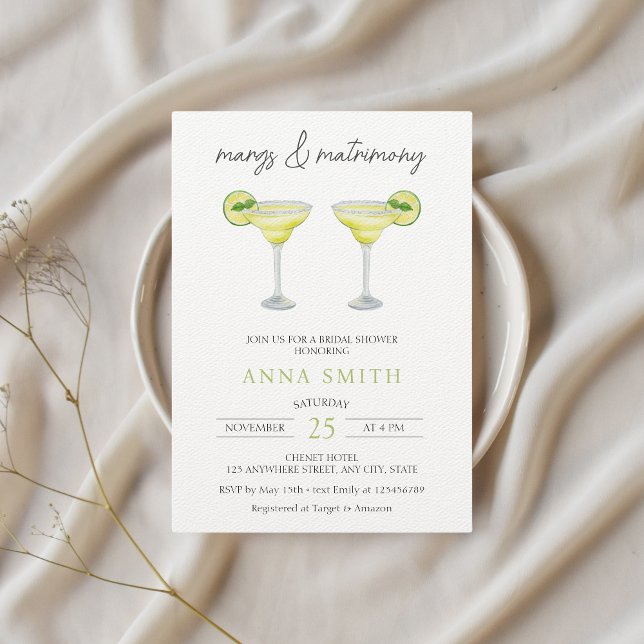 Invitación Margs & Matrimony Cocktail Moderno Bridal Shower (margs and matrimony bridal shower invitation)