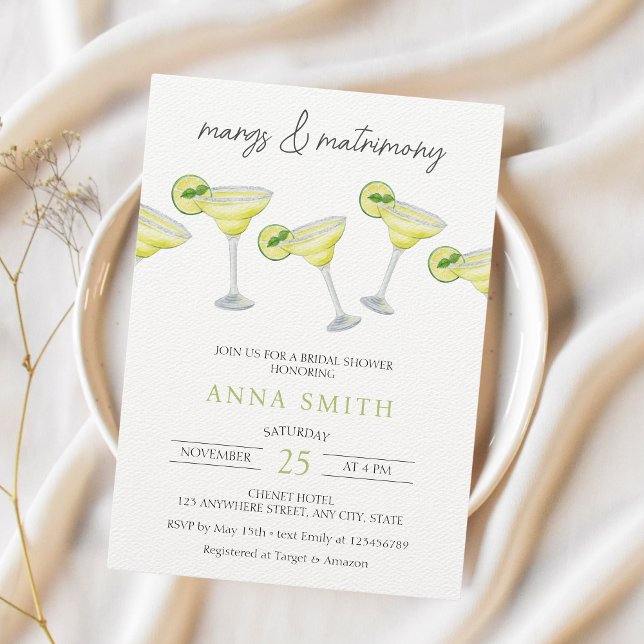 Invitación Margs & Matrimony Cocktail Moderno Bridal Shower (Margs & Matrimony Bridal Shower Invitation)