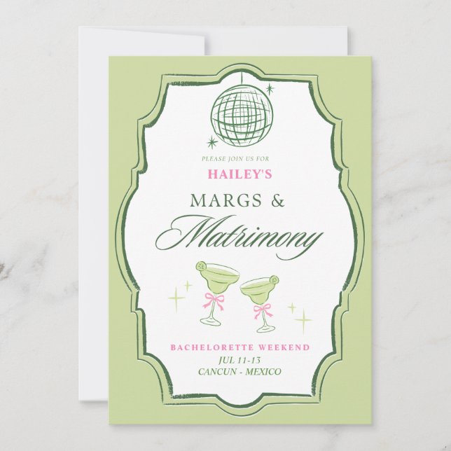 Invitación Margs & Matrimony Despedida de Soltera Coquette (Anverso)