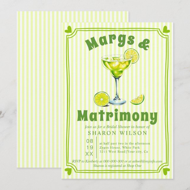 Invitación Margs & Matrimony garabatos de la ducha de novia (Anverso / Reverso)