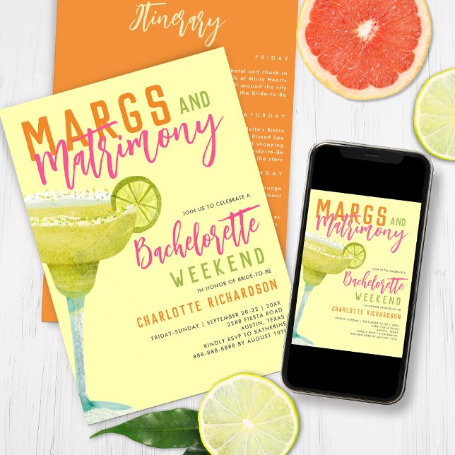 Invitación Margs & Matrimony Margaritas Bachelorette Weekend (Subido por el creador)