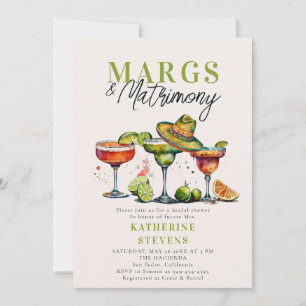 Invitación Margs Matrimony Margaritas Colorful Bridal Shower